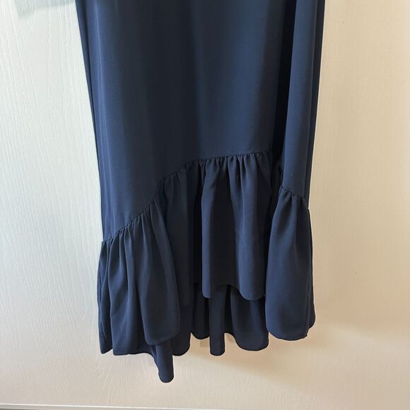 Rokh One Shoulder Midi Sheath Dress Navy Blue Size 40 US 8 - Picture 6 of 12